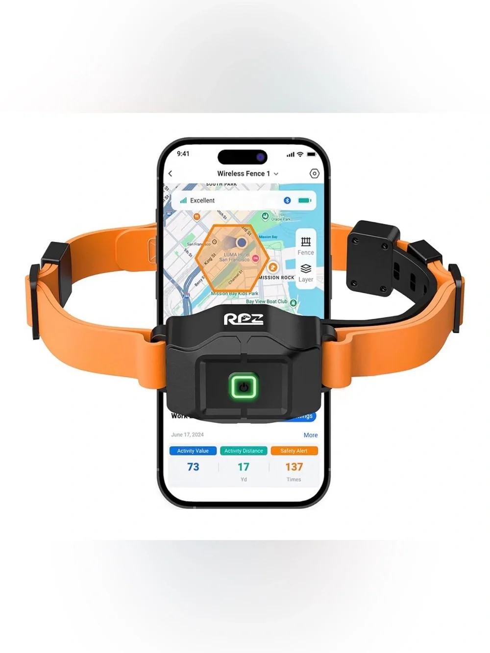 GPS Wireless Dog Collar Fence System with Free App, Orange